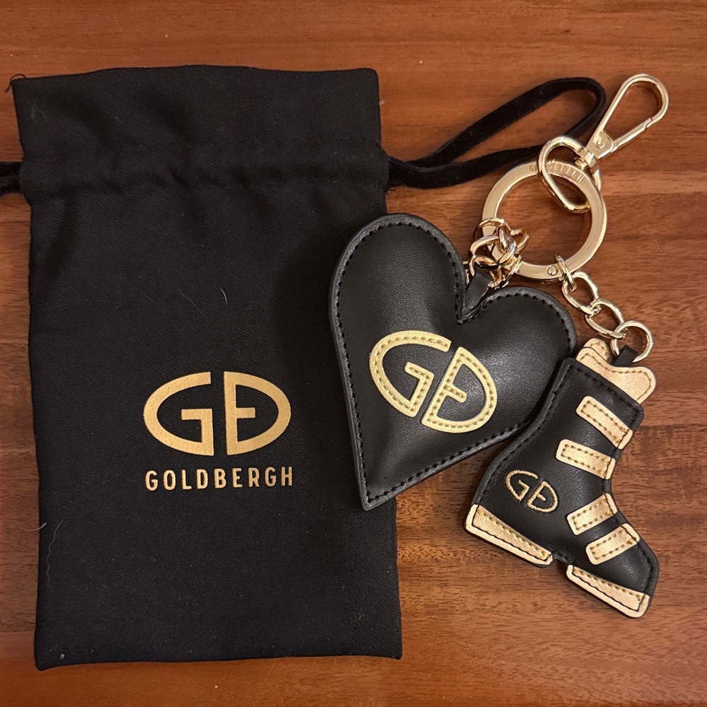 Goldbergh Black and Gold Leather Keychain Set